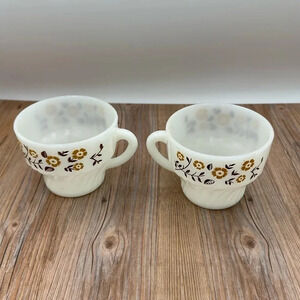 Vintage Termocrisa floral milk glass cups made in Mexico